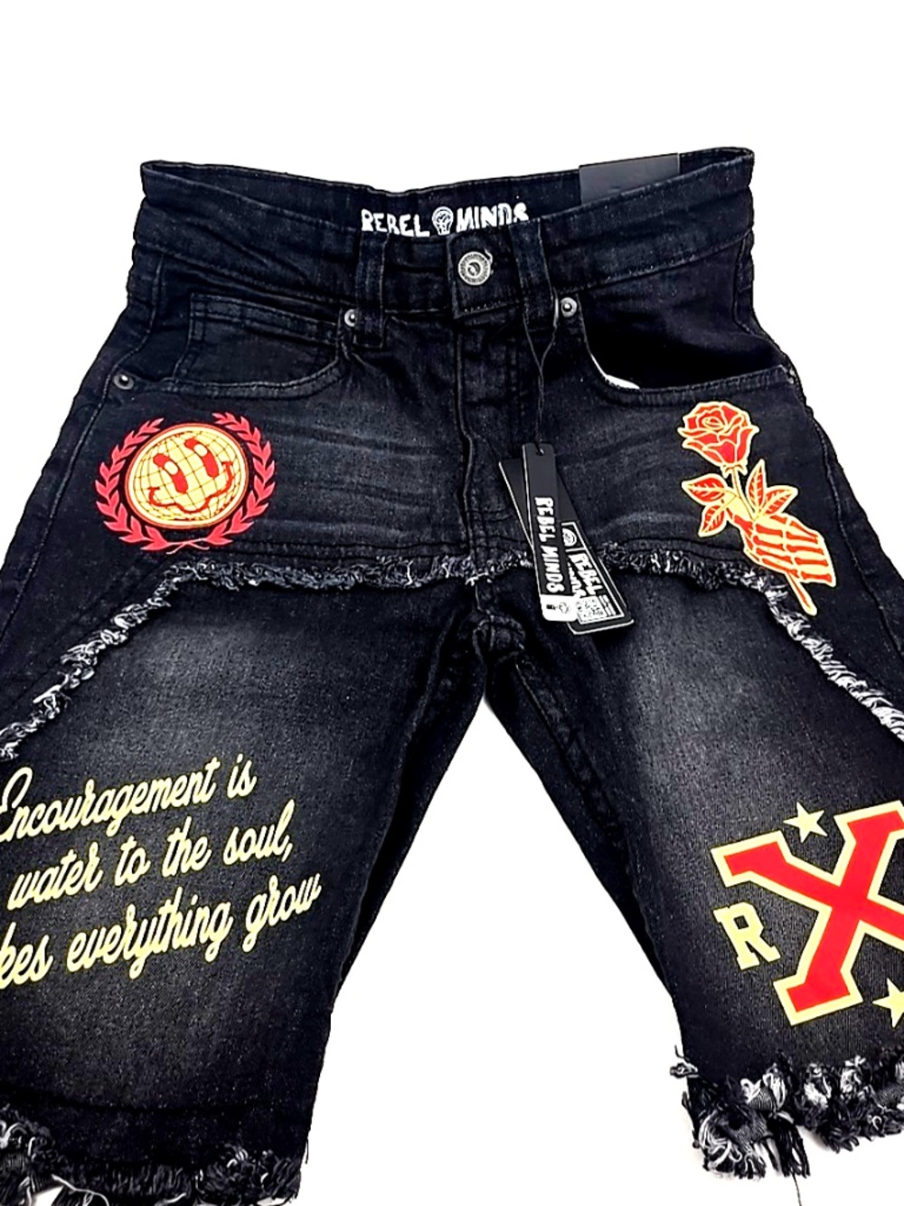 Rebel Minds Girls Shorts Size 12 Summer Pockets Encouragement Children Black